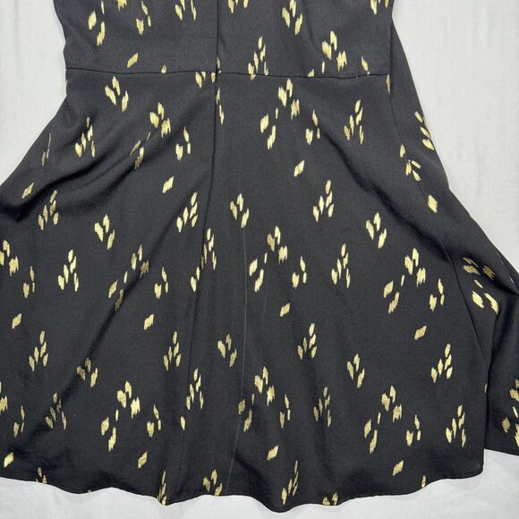 Everly Spaghetti Dress Black and Gold Size Large Racerback Knee Length Flare - Picture 9 of 16